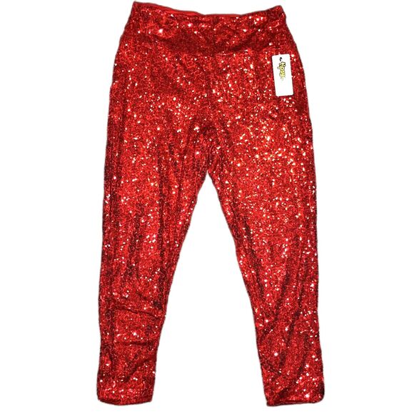 Tipsy Elves Red Sequin High-Waisted Leggings 1X NWT - Picture 4 of 8